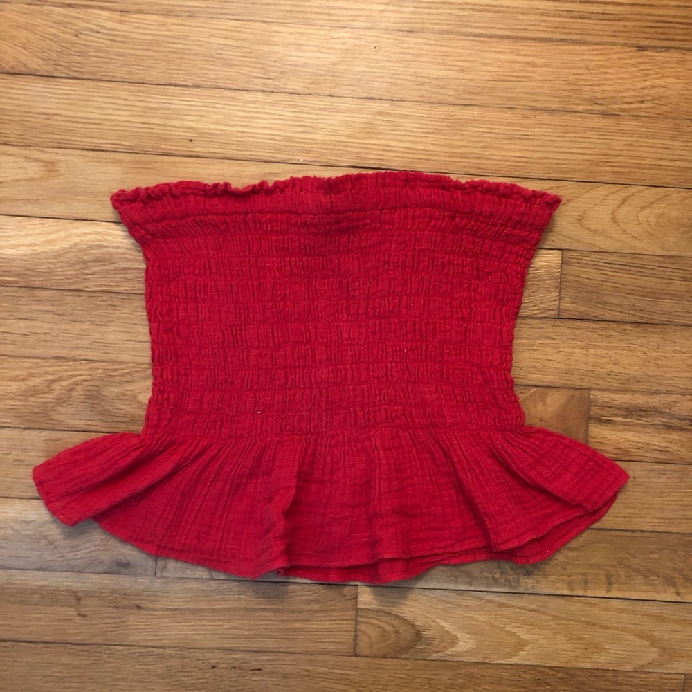 Red American Eagle peplum tube top